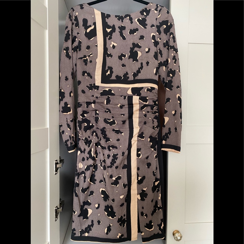 Tracy Reese Long Sleeve Silk Sheath Dress Animal Print Size 6